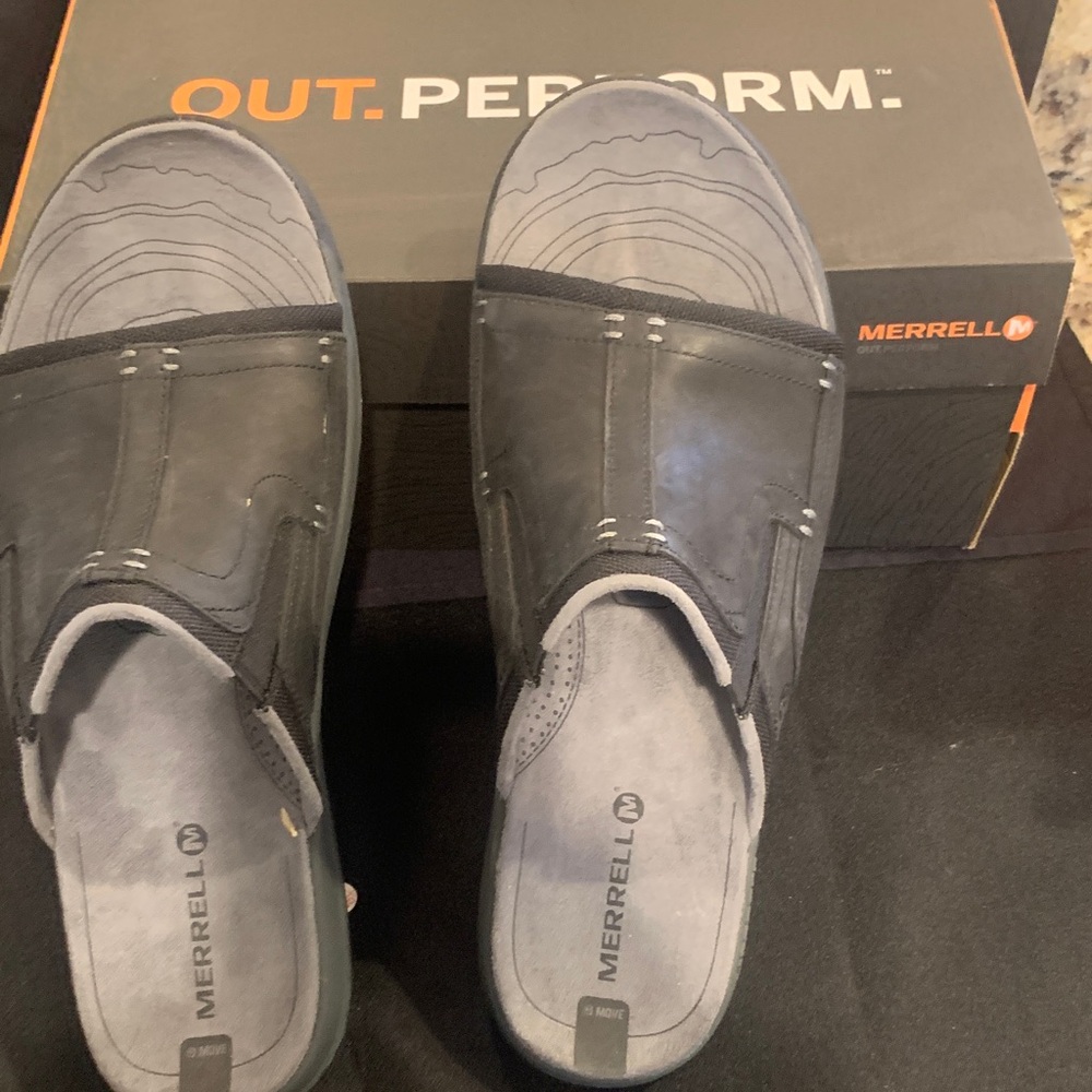 Merrell Men's Dark Gray / Black Traveler Tilt Slides